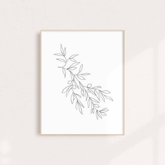 Olive Branch Line Drawing | Art Print